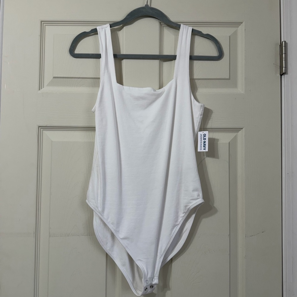 Old Navy White Girls' Scoop Neck One-Piece Bodysuit